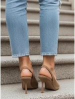 Dámské semišové jehlové boty s otevřeným podpatkem béžové FashionStreet ZY1386 Dámské semišové jehlové boty s otevřeným podpatkem béžové FashionStreet ZY1386