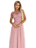 maxi šaty s krajkou a  pudrově růžové model 22122101 - numoco basic