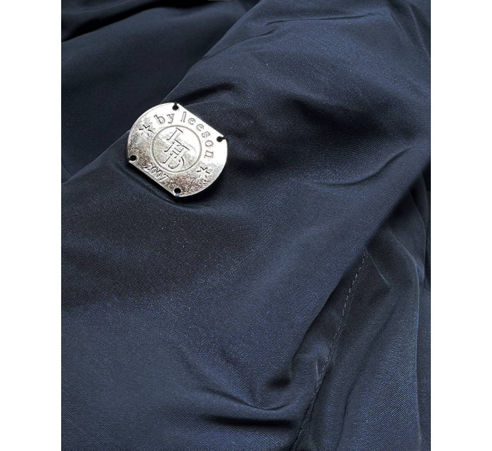 Tmavě modro-bílá oboustranná dámská zimní bunda (M-21508)