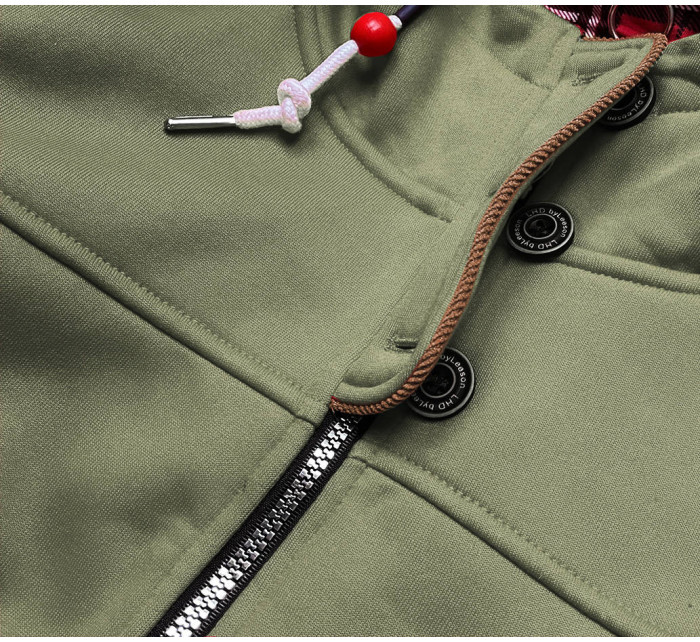 Dámská mikina v khaki barvě na zip (AMG-686)