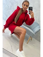 Zateplené šaty s obálkovým dnem červené