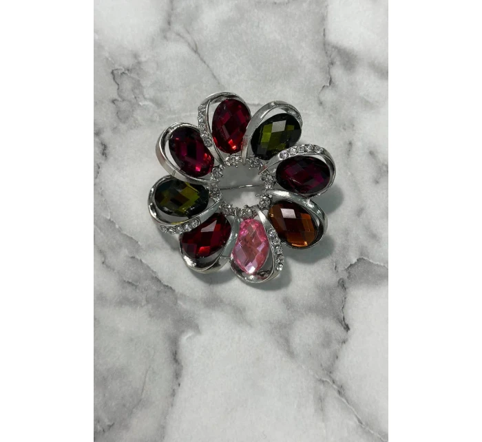 Brož XZ459-222 stříbrná + vícebarevná