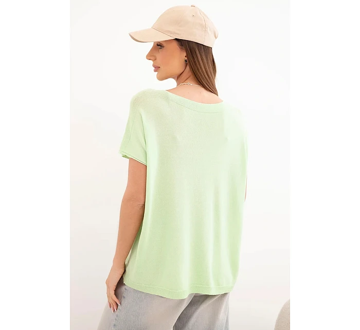 Dámská viskózová oversize halenka s krátkým rukávem a kulatým výstřihem jablková