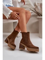 Dámské boty na podpatku z eko semiše zateplené tmavě hnědé Nevitas Dámské boty na podpatku z eko semiše zateplené tmavě hnědé Nevitas