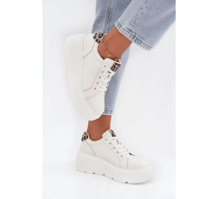 Kožené dámské tenisky na platformě Panterka Vinceza 89144 Bílé Kožené dámské tenisky na platformě Panterka Vinceza 89144 Bílé