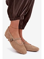 Baleríny s Páskem Eko Semišové Béžové Felora