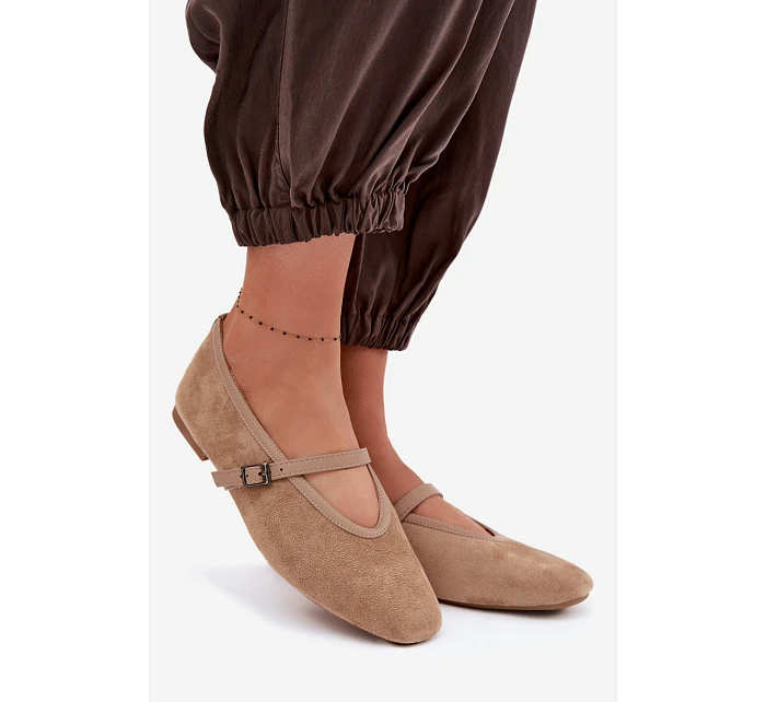 Baleríny s Páskem Eko Semišové Béžové Felora