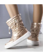 Dámské metalické INT1783B  zateplené sněhule Béžová - Big Star