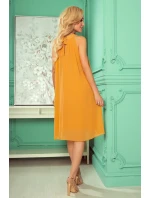 350-3 ALIZEE - šifonové šaty s vázáním - barva HONEY