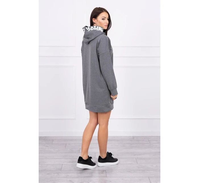 Oversize šaty s kapucí v grafitové barvě Oversize šaty s kapucí v grafitové barvě
