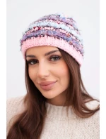 Dámská zimní vlněná čepice s ozdobnými krystalky K399 černá