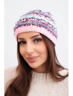 Dámská zimní vlněná čepice s ozdobnými krystalky K399 černá