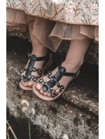 Dětské sandály na suchý zip s pruhy Černá Sammy