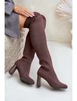 Se Po Kolena Na Podpatku Tmavě Zelené model 21679779 - Boto