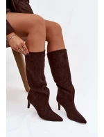 Dámské kozačky na s na Čokoládové model 21757560 - Boto