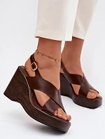Dámské sandály z eko kůže na platformě Čokoládové Janivra