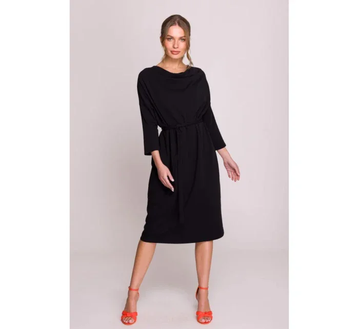 S403 Úpletové šaty nadměrné velikosti - černé