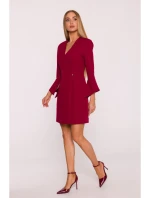 M876 Šaty s širokými manžetami - bordó M876 Šaty s širokými manžetami - bordó