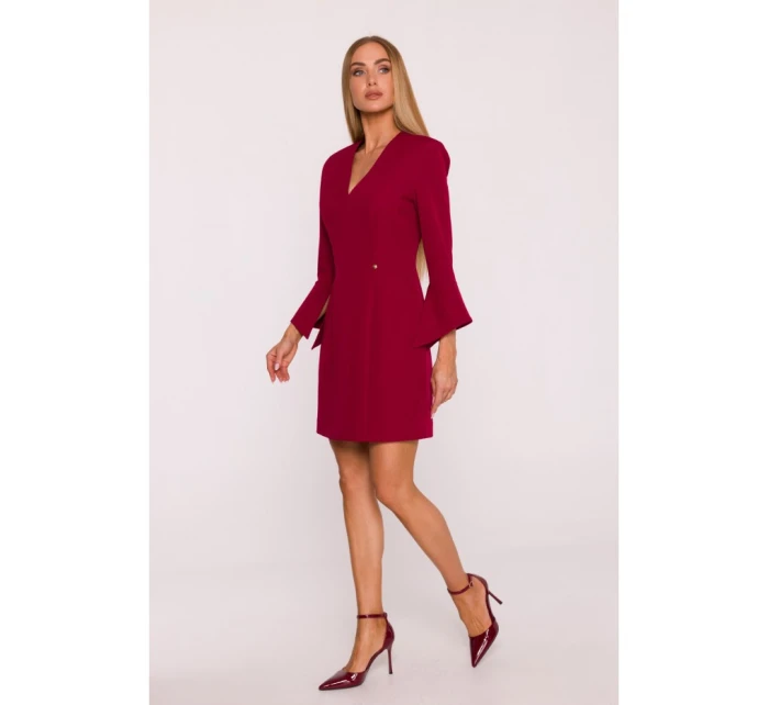 M876 Šaty s širokými manžetami - bordó M876 Šaty s širokými manžetami - bordó
