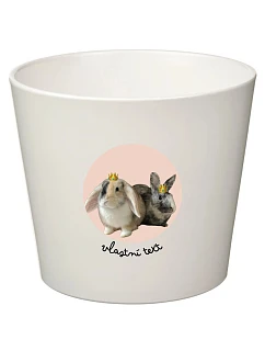 Bílý keramický květináč s výřezem fotky na podkladu - velký 