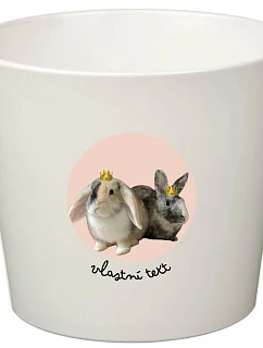 Bílý keramický květináč s výřezem fotky na podkladu - velký 