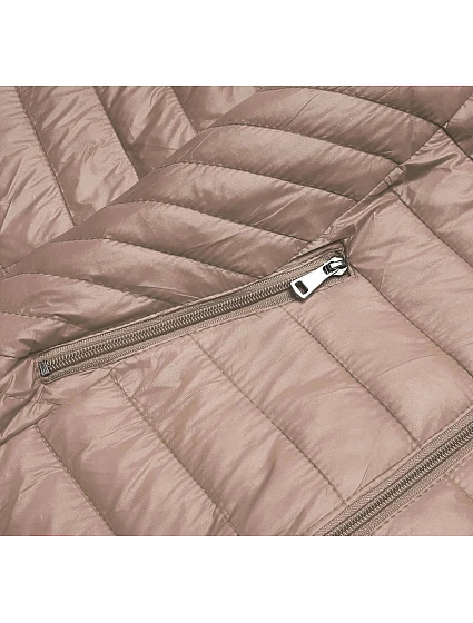 Prošívaná béžová dámská bunda s kapucí model 18038064 - S'WEST Prošívaná béžová dámská bunda s kapucí model 18038064 - S'WEST