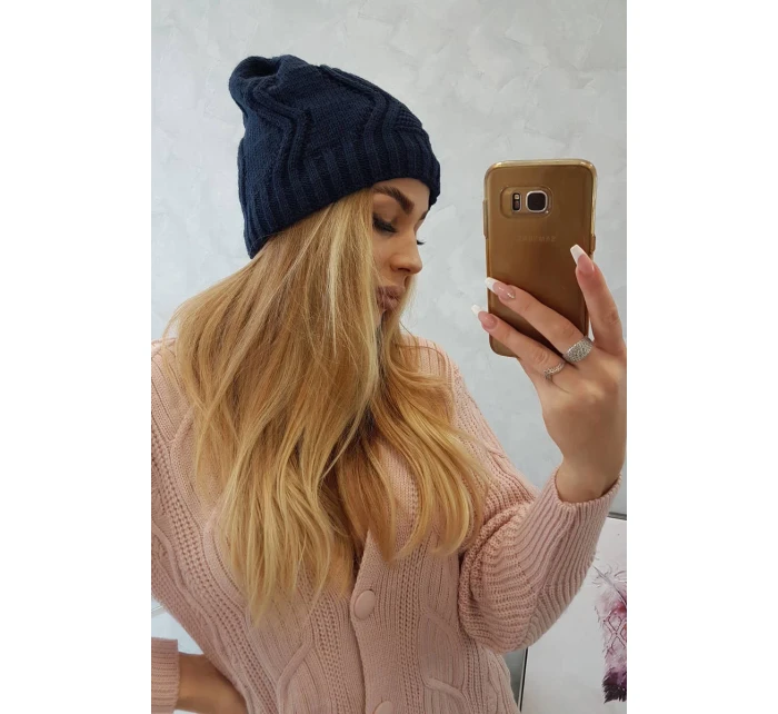 Fleecová čepice navy blue model 18750813 - K-Fashion Fleecová čepice navy blue model 18750813 - K-Fashion