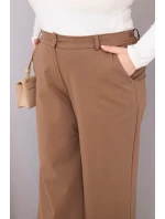 Dámské kalhoty Plus Size s širokou nohavicí a vysokým pasem světlé camelové