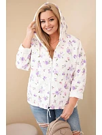 Dámská jarní bunda Plus Size s drobným květinovým vzorem fialová