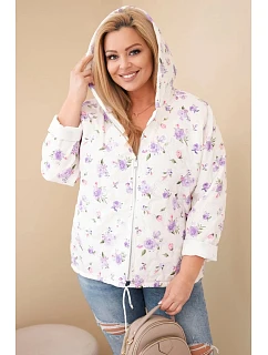 Dámská jarní bunda Plus Size s drobným květinovým vzorem fialová