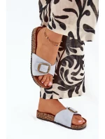 Dámské Pantofle S Přezkou Na Korkové Platformě Modré model 21704270 - Boto Dámské Pantofle S Přezkou Na Korkové Platformě Modré model 21704270 - Boto