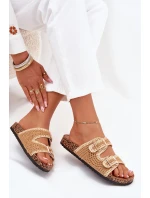 Háčkované dámské pantofle se zlatými sponami Camel Fenira Háčkované dámské pantofle se zlatými sponami Camel Fenira