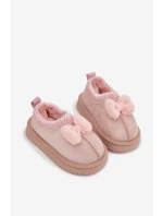 Dětské sněhule s výšivkou a mašlí Růžové Daven