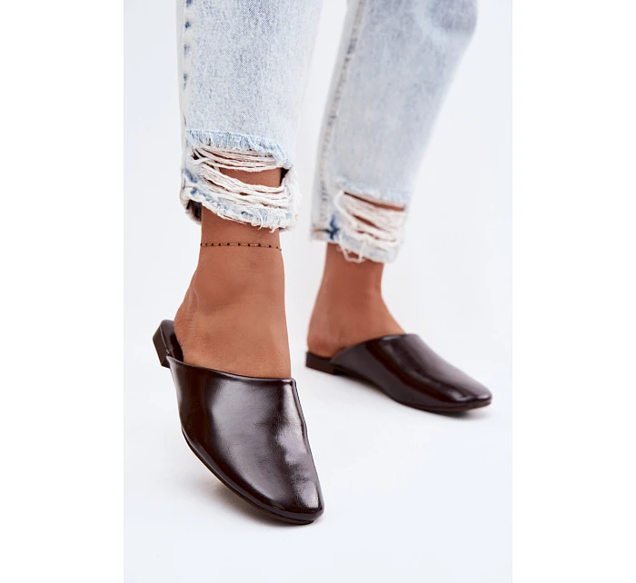 Dámské Mules z Umělé Kůže Ploché Čokoládové Romelle Dámské Mules z Umělé Kůže Ploché Čokoládové Romelle