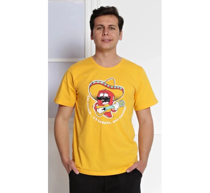 Pánské pyžamo kapri Mexiko Žlutá s potiskem - Gazzaz