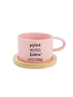 PRÁCE NEUTEČE, KÁVA VYSTYDNE! - růžový hrníček makronka 200 ml