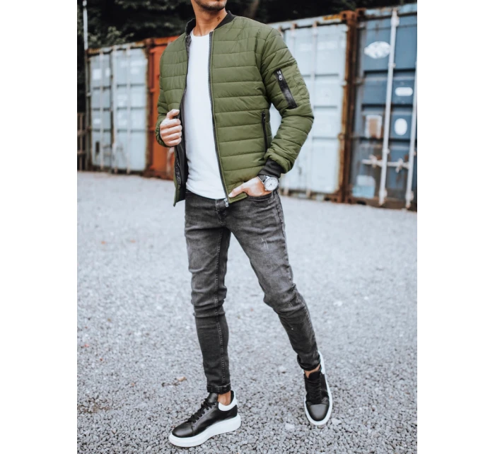 Pánská prošívaná bunda bomber zelená Dstreet model 21963657 - FashionStreet