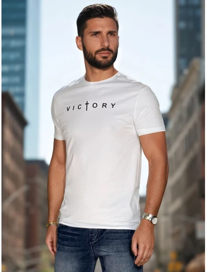 Pánské tričko s potiskem bílé model 21987944 - Dstreet Pánské tričko s potiskem bílé model 21987944 - Dstreet