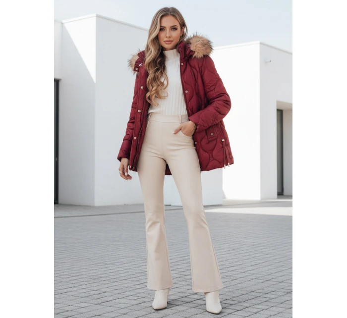 Dámská zimní bunda LUMORE prošívaná bunda s kapucí bordó FashionStreet TY5014 Dámská zimní bunda LUMORE prošívaná bunda s kapucí bordó FashionStreet TY5014