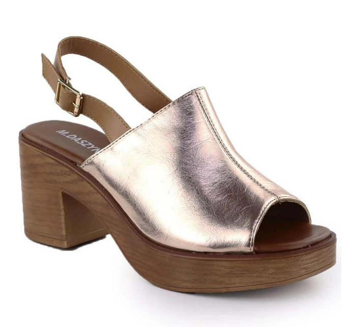 Dámské zlaté sandály na jehlovém podpatku M.Daszynski model 22051585 - M. Daszyński