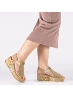 Dámské sandály na podpatku béžové Rieker 69472-60