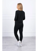 Sada s knoflíkovým výstřihem černé barvy