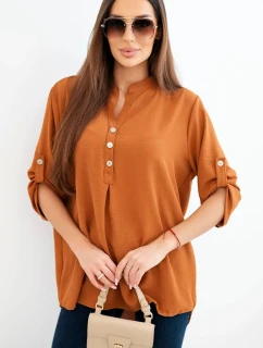 Halenka s delším zadním dílem tmavě camelová