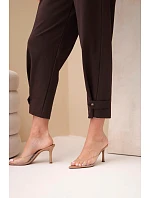 Dámský elegantní komplet s model 22147902 na knoflíky a kalhotami hnědý - K-Fashion