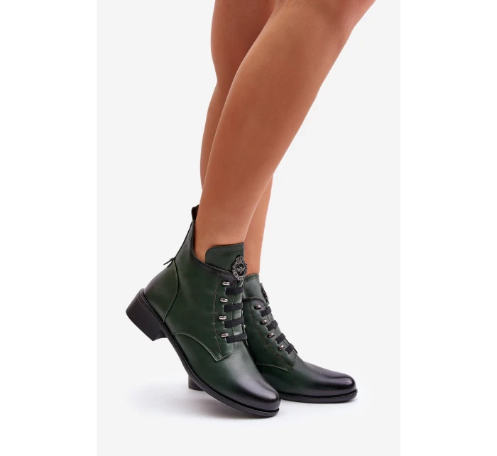 Nízké boty zateplené na zip s ozdobou zelené model 21672297 - Boto Nízké boty zateplené na zip s ozdobou zelené model 21672297 - Boto