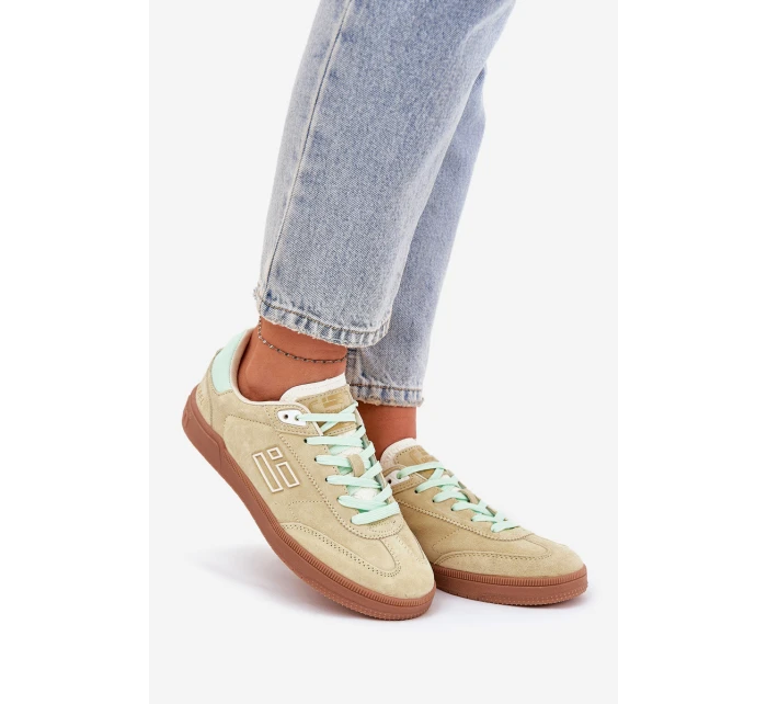 Semišové Sportovní Boty Tenisky Dámské D.Franklin Limetkové DFSH387005