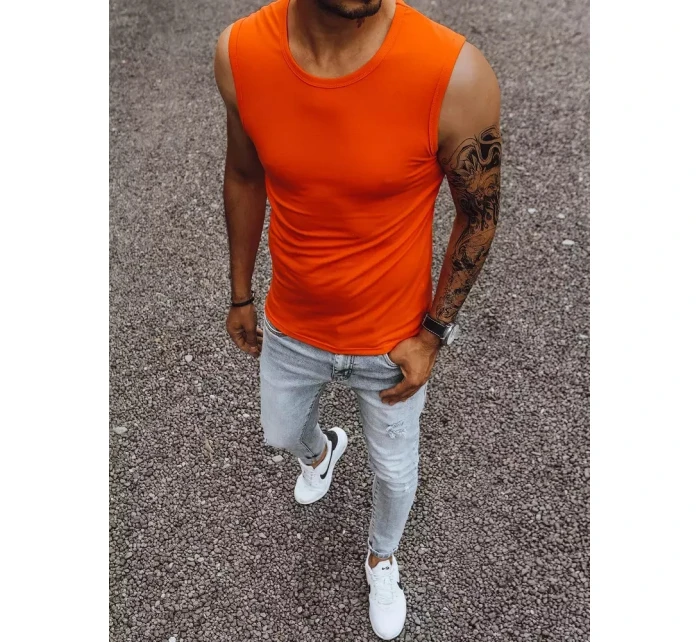 Pánské tričko bez rukávů s potiskem oranžové Dstreet model 21965043 - FashionStreet Pánské tričko bez rukávů s potiskem oranžové Dstreet model 21965043 - FashionStreet
