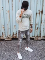 Pánská béžová mikina s potiskem FashionStreet BX5357