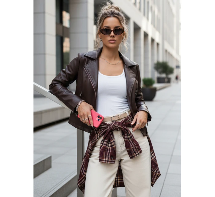 Koszula w kratę damska z przetarciami bordowa FashionStreet DY0484