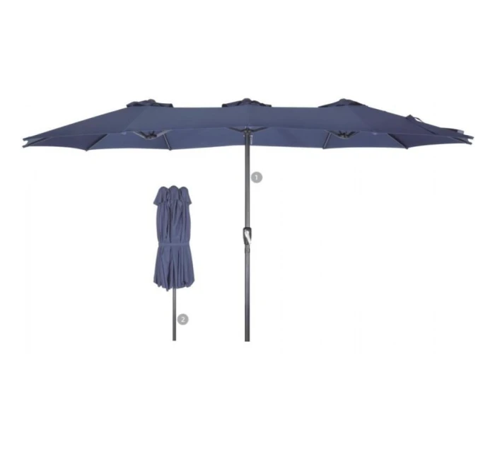 ZAHRADNÍ PARASOL XXXL 2,7x4,6 m ŠEDÝ SASKA GARDEN